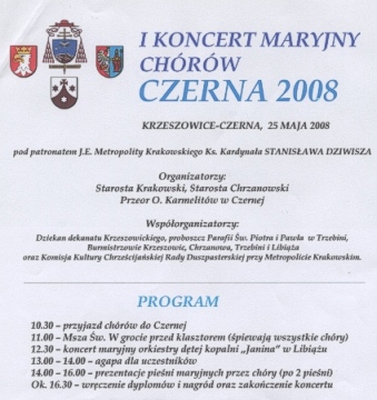 I KONCERT MARYJNY CHÓRÓW CZERNA 2008 r.- 25 maja 2008 r.