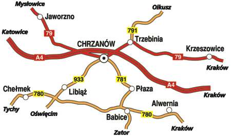 Główne drogi w okolicach Chrzanowa